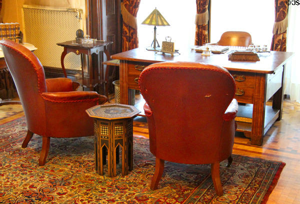Governor McCullough desk in his parlor at Park-McCullough Historic Estate. North Bennington, VT.