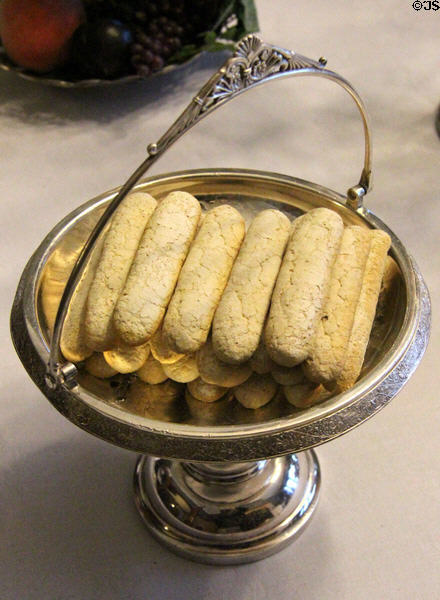 Silver pedestal cake basket at Park-McCullough Historic Estate. North Bennington, VT.