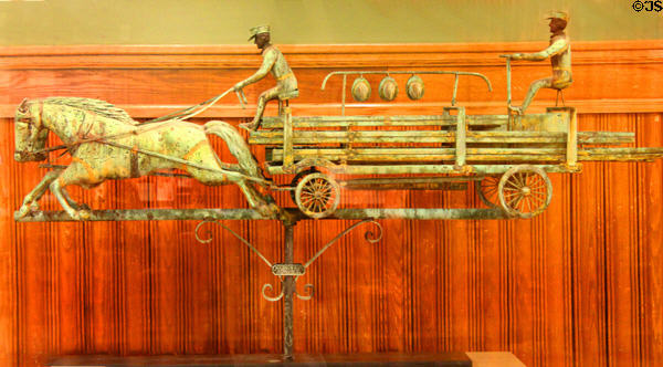 Barre's Firehouse Weathervane with hook & ladder wagon & horses (c1905) by W.A. Snow Iron Works of Boston at Vermont History Center. Barre, VT.