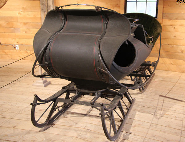 Caleche sleigh (c1880) by Abram Aker of Sing Sing, NY at Shelburne Museum. Shelburne, VT.