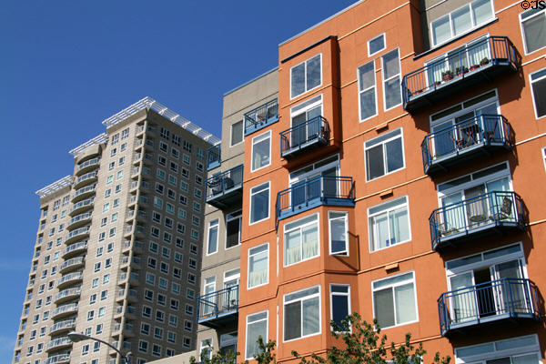 Residential buildings near Seattle Olympic Sculpture Park. Seattle, WA.