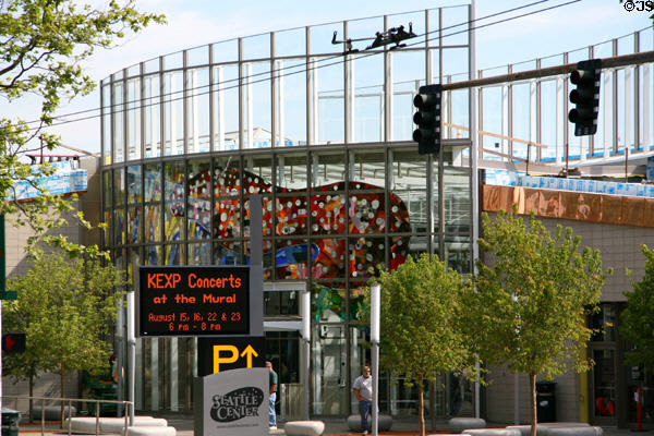 Seattle Center Garage entrance with animal artwork. Seattle, WA.