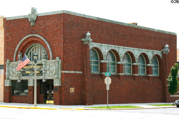 Farmer's & Merchant's Union Bank (1919) (159 W. James St.). Columbus, WI. Architect: Louis H. Sullivan.