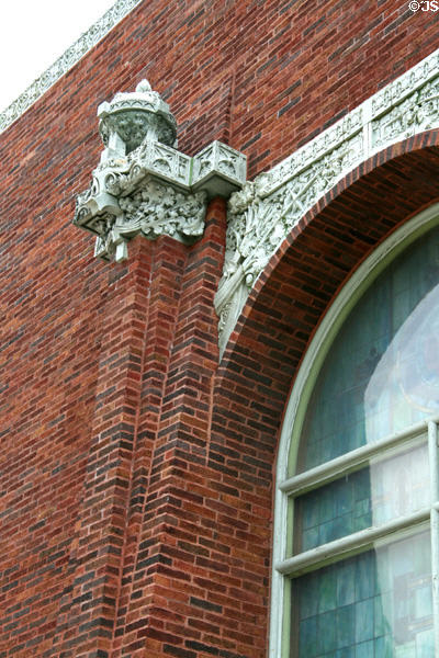Sullivan brickwork & capital on side of Farmer's & Merchant's Union Bank. Columbus, WI.