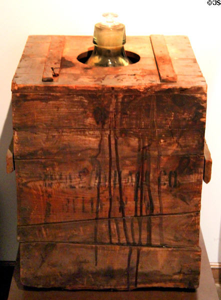 Box to transport nitroglycerin into mines at West Virginia State Museum. Charleston, WV.