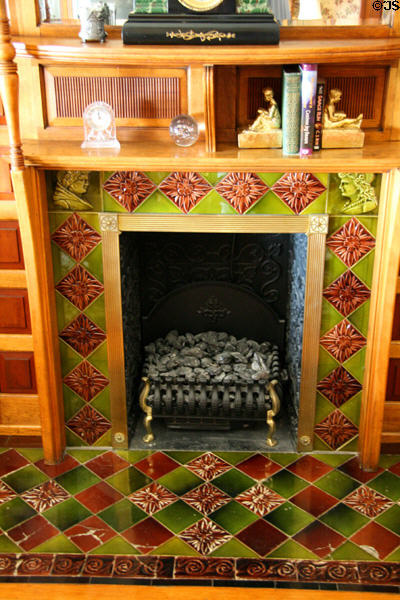Art tile fireplace of Nagel Warren Mansion. Cheyenne, WY.