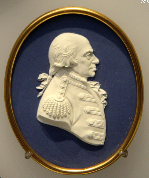 Richard Howe portrait medallion of Wedgwood blue jasper (c1798) at Lady Lever Art Gallery. Liverpool, England.