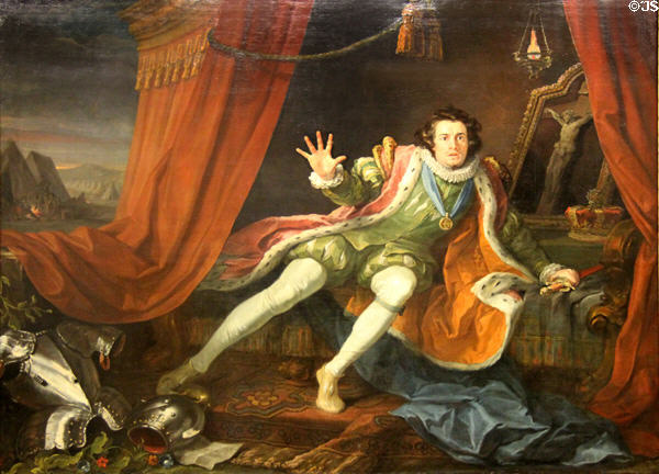 David Garrick as Richard III painting (c1742-5) by William Hogarth at Walker Art Gallery. Liverpool, England.