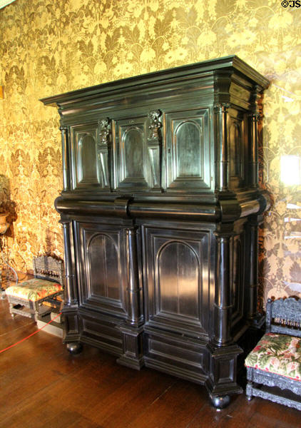 Ebonized wood wardrobe in Ebony Room at Penrhyn Castle. Bangor, Wales.
