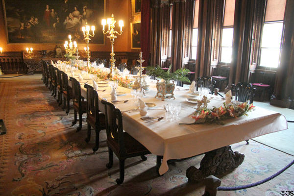 Formal dining room at Penrhyn Castle. Bangor, Wales.