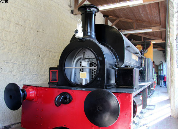 Hawarden Saddle Tank locomotive (1899) built by John Summers & Sons Ltd. for Globe Ironworks In Stalybridge where it was in service for 64 yrs. at Penrhyn Castle Rail Museum. Bangor, Wales.