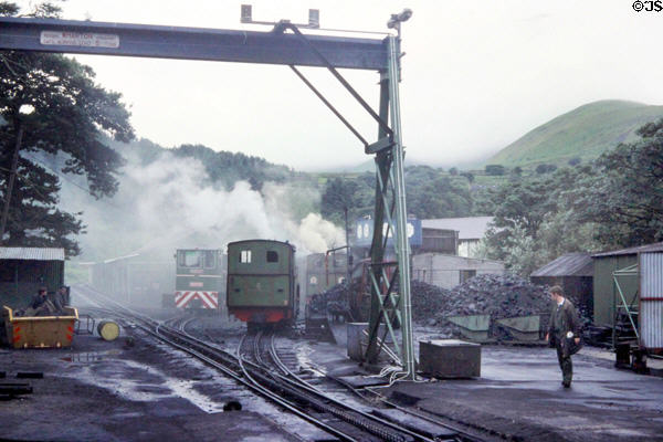 Snowdon Mountain Railway, a narrow gauge rack & pinion railway which takes tourists almost 5 miles from Llanberis to the summit of Mt. Snowdon, the highest peak in Wales. Llanberis, Wales.