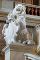 Sculpted lion on central staircase of Kunsthistorisches Museum. Vienna, Austria.
