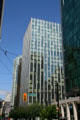 Streetscape along West Hastings from Burrard with Oceanic Plaza. Vancouver, BC.