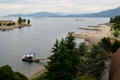 Ships anchored in English Bay from Burrard Street Bridge. Vancouver, BC.