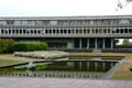 Pool in Academic Quadrangle of Simon Fraser University follow campus master plan of Arthur Erickson. Vancouver, BC.