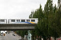 SkyTrain crosses over street. New Westminster, BC.