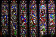Stained glass Biblical scenes in Christ Church Cathedral. Fredericton, NB.