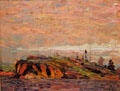 Rock-MacCallum's Channel painting on board by Tom Thomson at McMichael Gallery. Kleinburg, ON.