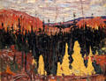 Burnt Land painting on board by Tom Thomson at McMichael Gallery. Kleinburg, ON.