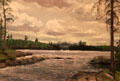 Lake scene with river mouth painting on board by Tom Thompson at Tom Thompson Art Gallery. Owen Sound, ON.