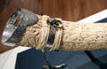 Details of elephant ivory horn carved in Sicily with mounts from England at Aga Khan Museum. Toronto, ON
