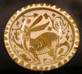 Fritware bowl with luster painting of rabbit from Egypt at Aga Khan Museum. Toronto, ON.