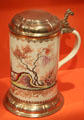 Porcelain tankard perhaps by Du Paquier of Vienna, Austria at Gardiner Museum. Toronto, ON.