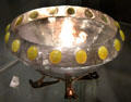 Cymric bowl in silver set with marble on copper feet attrib. Archibald Knox & made for Liberty & Co by W.H. Haseler at Royal Ontario Museum. Toronto, ON.
