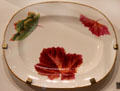 Ironstone plate with transfer-print of maple leaves by Minton of Stoke-on-Trent, Staffordshire, England at Royal Ontario Museum. Toronto, ON.