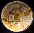 Glazed earthenware bowl with musician from Iraq prob. Basra at Montreal Museum of Fine Arts. Montreal, QC.