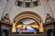Dome interior with mural Northern Tradition & Transition by Roger Jerome at Saskatchewan Legislature. Regina, SK.