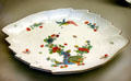 Meissen porcelain plates in leaf form with Japanese-style decoration at Ariana Museum. Geneva, Switzerland.