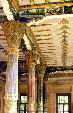 Colorful and ornate pillars and walls inside muslim Abakh Hoja Tomb, Kashgar. China.
