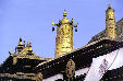Golden ornaments on the roof of a temple in Sera Monastery, Tibet. China.