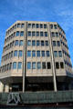 Octagonal multi-story building next to Central Rail Station. Hamburg, Germany.
