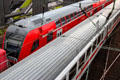 Passenger trains at Central Rail Station. Hamburg, Germany.