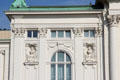 Statues & pillars in relief on facade at German Theater. Hamburg, Germany.