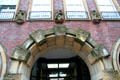 Carvings above archway on "Die Zeit" building. Hamburg, Germany