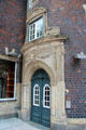 Ornately carved entrance on Hube-Haus. Hamburg, Germany.