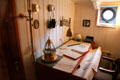 Work desk for studying maps & keeping ship's log on board Rickmer Rickmers museum sailing ship. Hamburg, Germany.