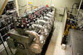 Ship's engines on Rickmer Rickmers museum sailing ship. Hamburg, Germany.