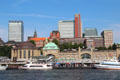Astraturm St Pauli , Atlantic-Haus & Tanzende Türme above St Pauli Pier. Hamburg, Germany.