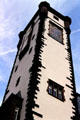 Detail of ornate window on Langer Franz tower built as part of city hall expansion. Frankfurt am Main, Germany