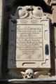 Tombstones affixed to exterior of Peterskirche. Munich, Germany.
