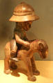 Carved colonial figure on horseback from Baule culture of Ivory Coast Republic at Five Continents Museum. Munich, Germany.