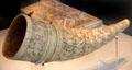Ivory signal horn decorated with various figures in relief from lower Italy or Sicily at Pergamon Museum. Berlin, Germany