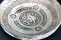Ceramic plate painted with lion from Greece or Aegean Island at Bode Museum. Berlin, Germany.