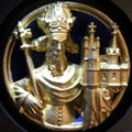 Choir Hall Keystone with image of Charlemagne at New Aachen City Museum. Aachen, Germany.