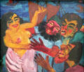 In Port of Alexandria painting from Saint Mary of Egypt Triptych by Emil Nolde at Hamburg Fine Arts Museum. Hamburg, Germany.